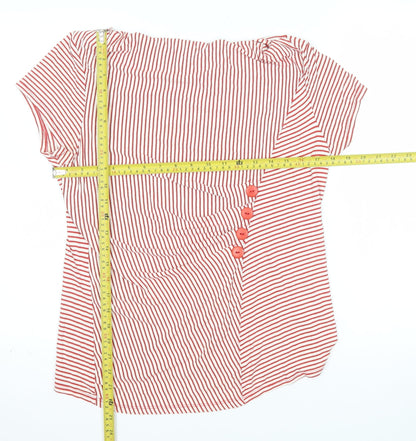 Soon Women's Red Striped Jersey Button Blouse Size 14