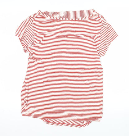 Soon Women's Red Striped Jersey Button Blouse Size 14