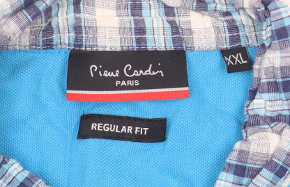 Pierre Cardin Men's Blue 2XL Regular Fit Cotton Polo Shirt