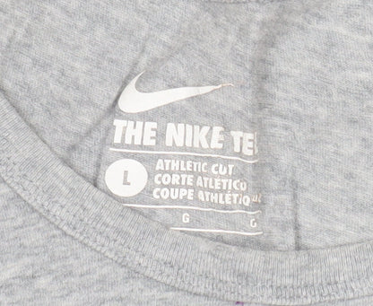 Nike Men's Grey Crew Neck Athletic Fit Cotton T-Shirt Size L