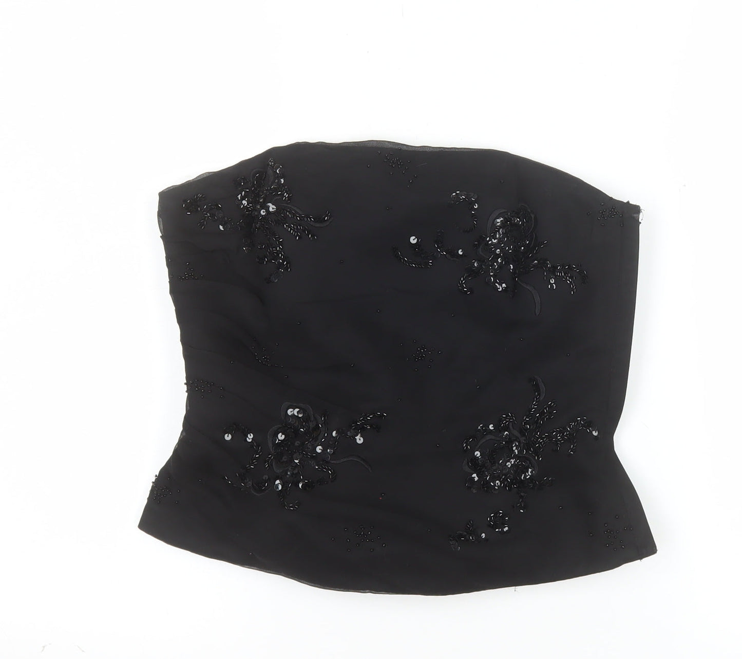 Monsoon Women’s Black Strapless Beaded Satin Blouse UK 10
