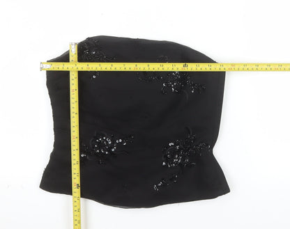 Monsoon Women’s Black Strapless Beaded Satin Blouse UK 10