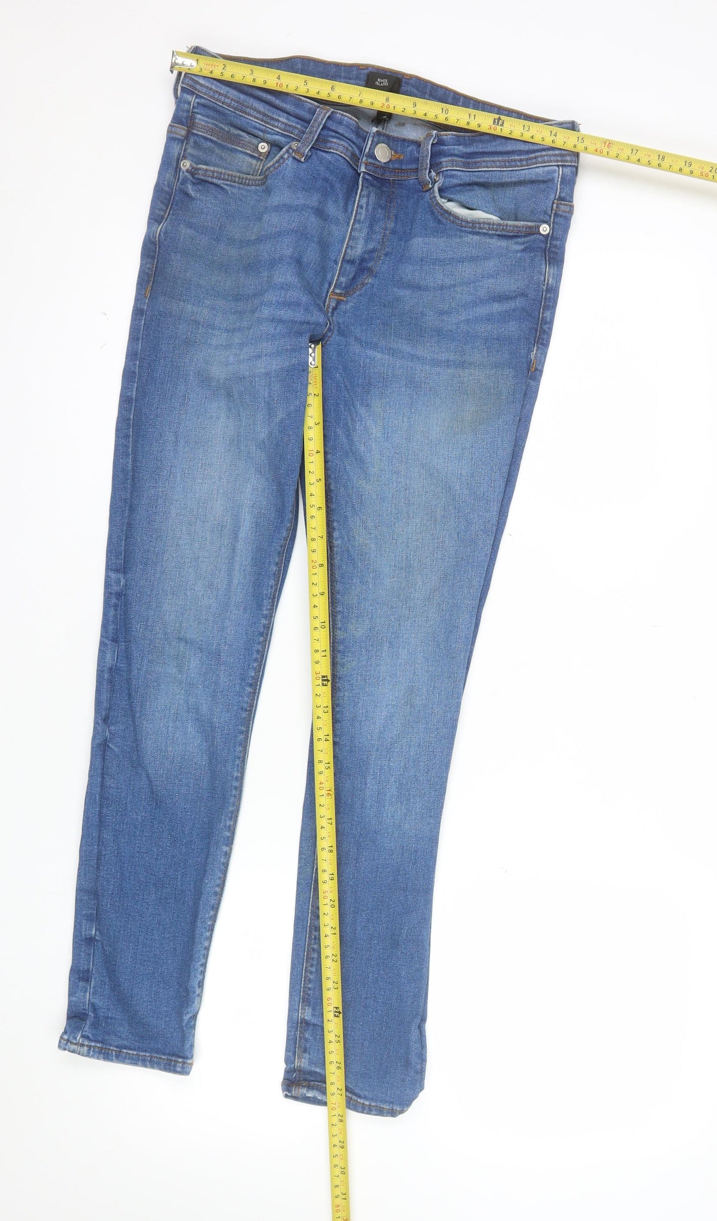 River Island Men's Blue 30 x 30 Slim Fit Stretch Skinny Jeans