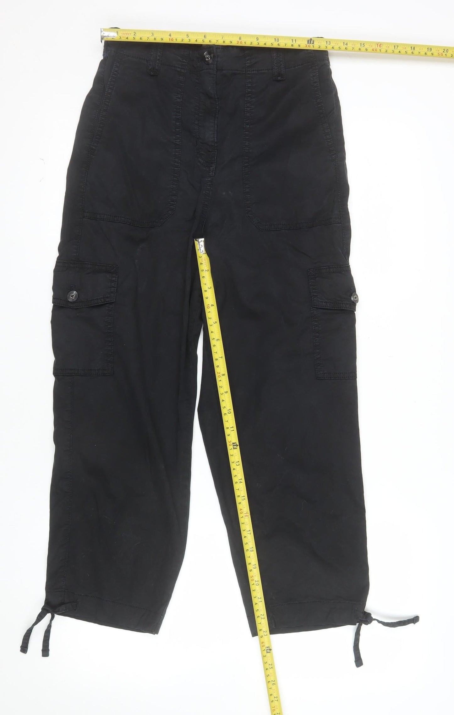 Marks and Spencer Womens Black Cargo Trousers Size 8 Regular Fit