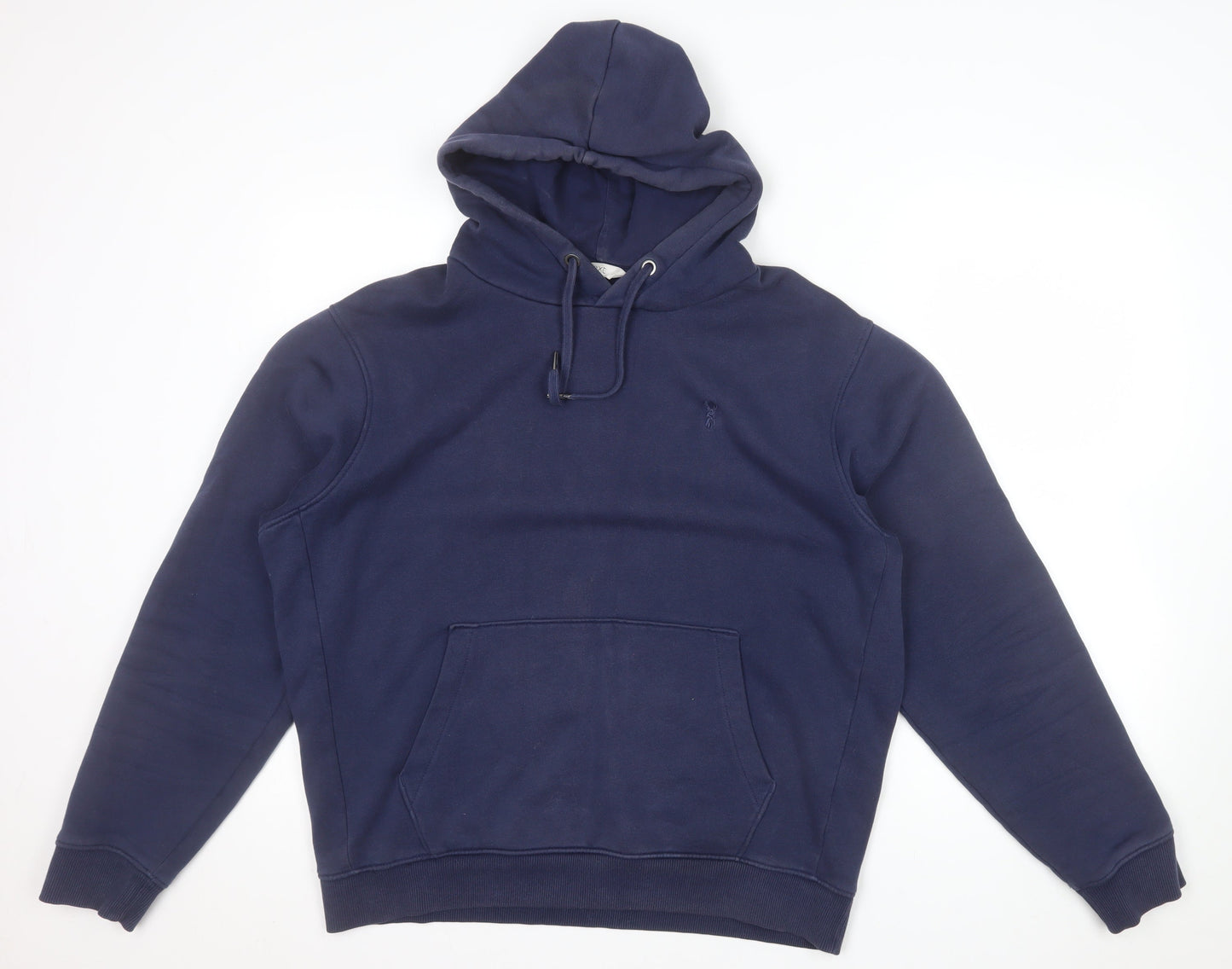 Next Men's Navy Blue Pullover Hoodie M Cotton Blend Casual