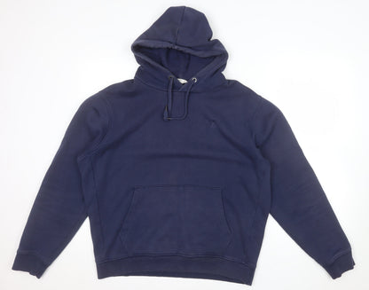 Next Men's Navy Blue Pullover Hoodie M Cotton Blend Casual