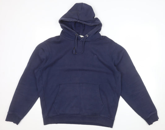 Next Men's Navy Blue Pullover Hoodie M Cotton Blend Casual