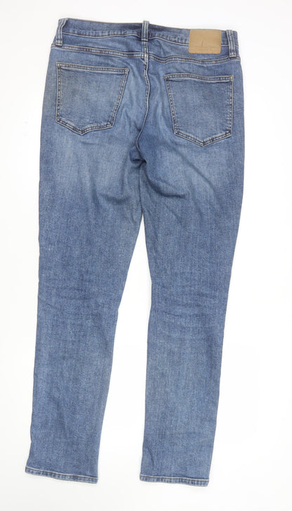 F&F Men's Blue Slim Fit Mid Rise Straight Leg Jeans W34 L34