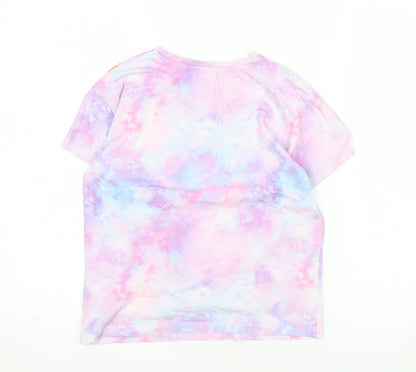 Disney Stitch Girls Multicoloured Tie-Dye Cotton T-Shirt 8-9 Years by George
