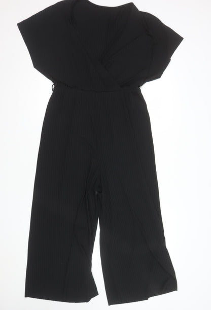 New Look Women's Black Size 14 V-Neck Wide-Leg Jumpsuit