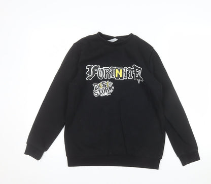Fortnite Boys Black L Graphic Print Pullover Sweatshirt