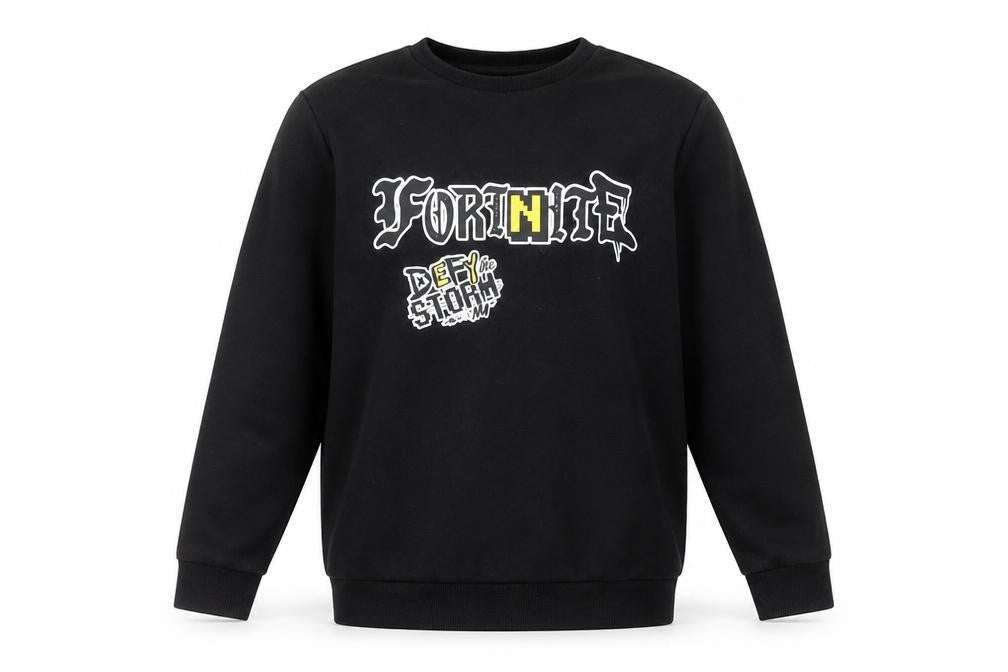Fortnite Boys Black L Graphic Print Pullover Sweatshirt
