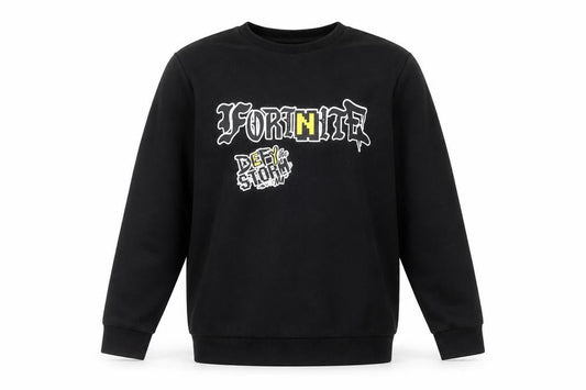 Front view of Fortnite boys’ black l graphic print pullover sweatshirt