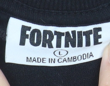 Fortnite Boys Black L Graphic Print Pullover Sweatshirt