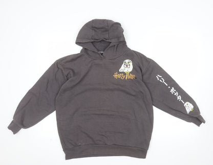 Harry Potter Girls Grey Pullover Hoodie 12-13 Years Embroidered Graphic