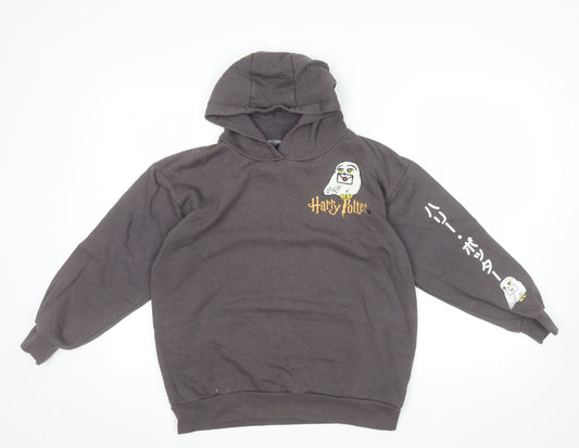 Harry Potter Girls Grey Pullover Hoodie 12-13 Years Embroidered Graphic