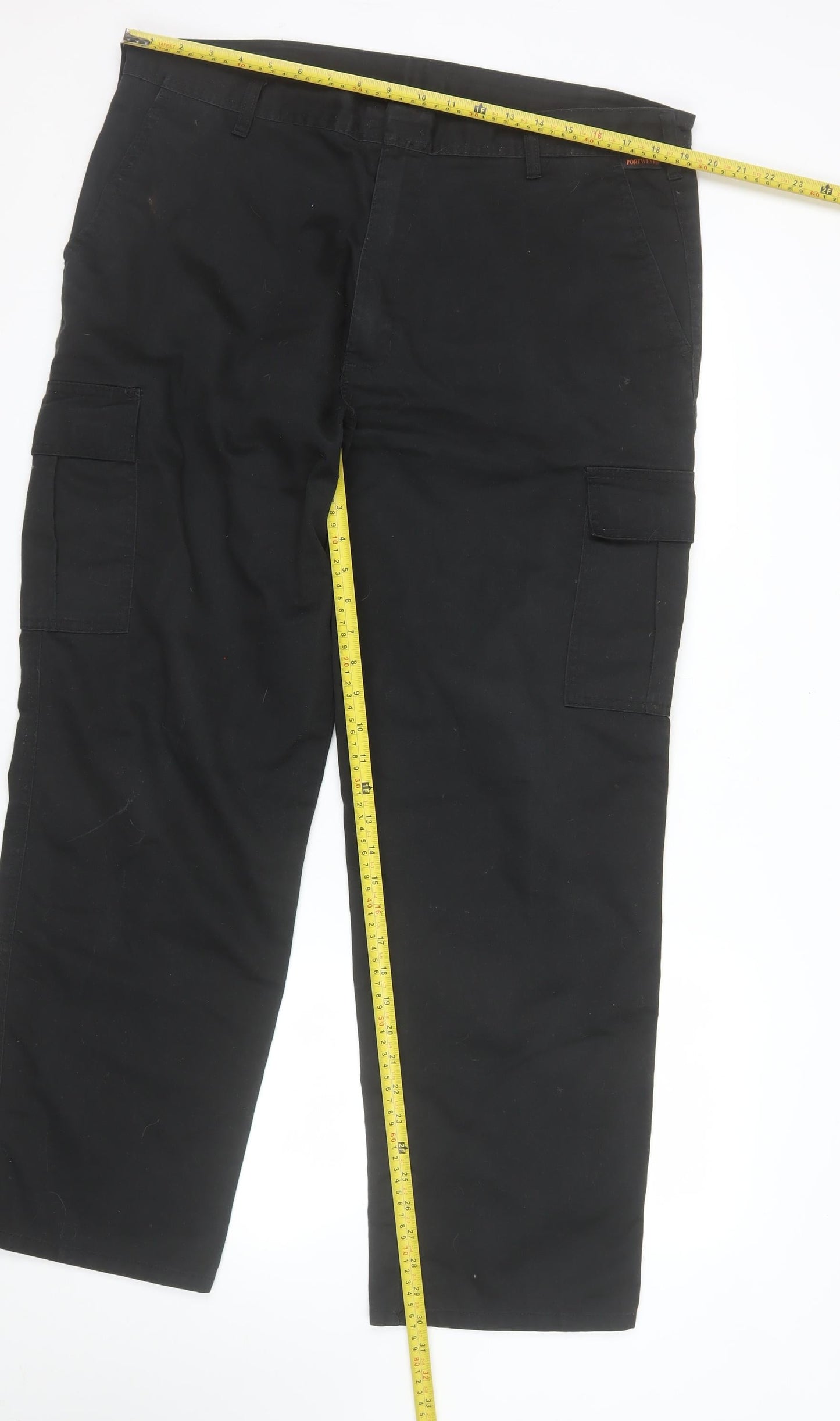 Portwest Mens Black Cargo Work Trousers 40W 31L Regular Fit