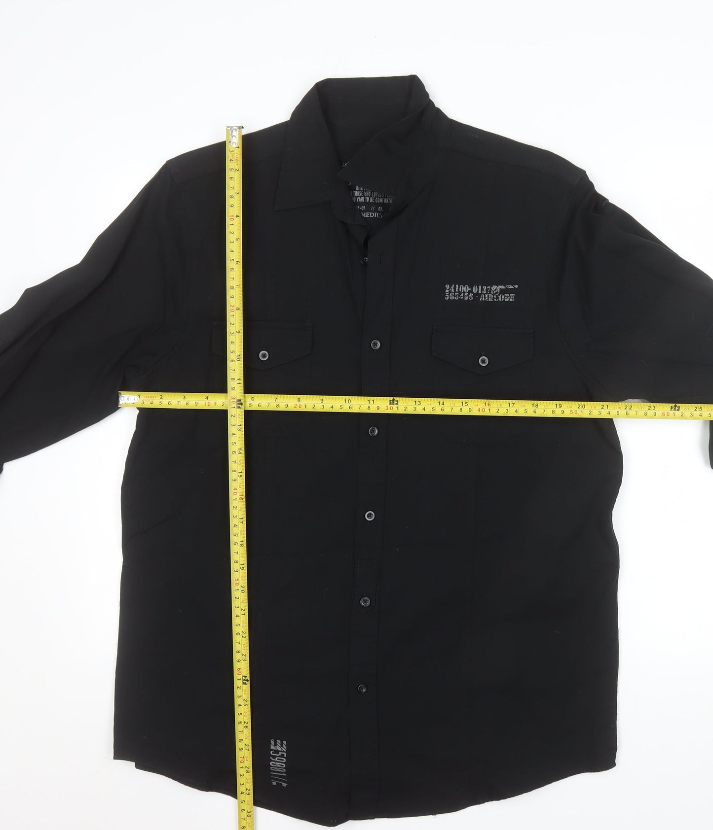 Cherokee Men's Black Cotton Button-Up Long Sleeve Shirt - Size M
