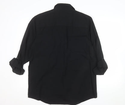 Cherokee Men's Black Cotton Button-Up Long Sleeve Shirt - Size M