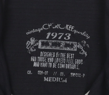 Cherokee Men's Black Cotton Button-Up Long Sleeve Shirt - Size M