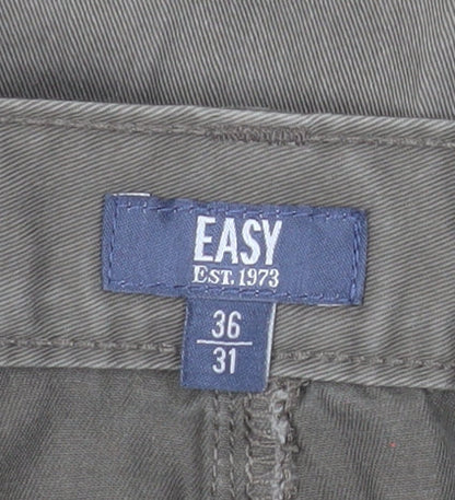 EASY Men’s Brown Cargo Trousers 36W 31L Cotton Casual Workwear