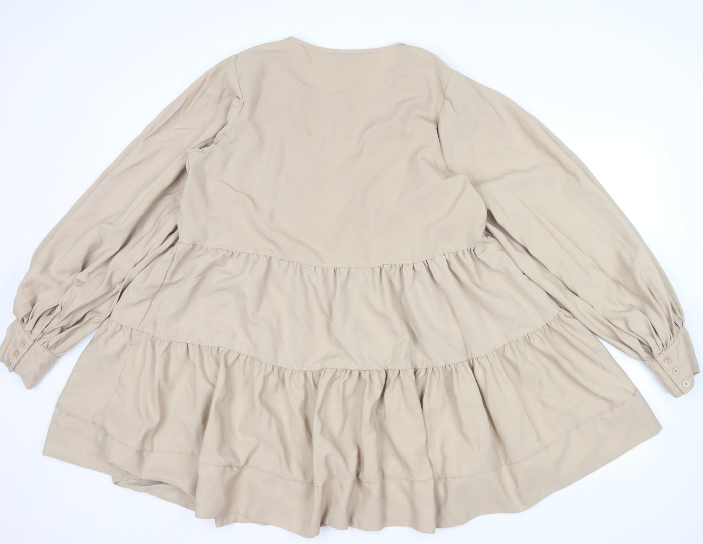 PrettyLittleThing Women's Beige Long Sleeve Smock Dress Size 16