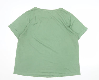 TXM Fashion Womens Green Tree Print Short Sleeve Cotton T-Shirt Size XL