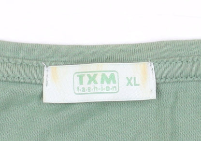 TXM Fashion Womens Green Tree Print Short Sleeve Cotton T-Shirt Size XL