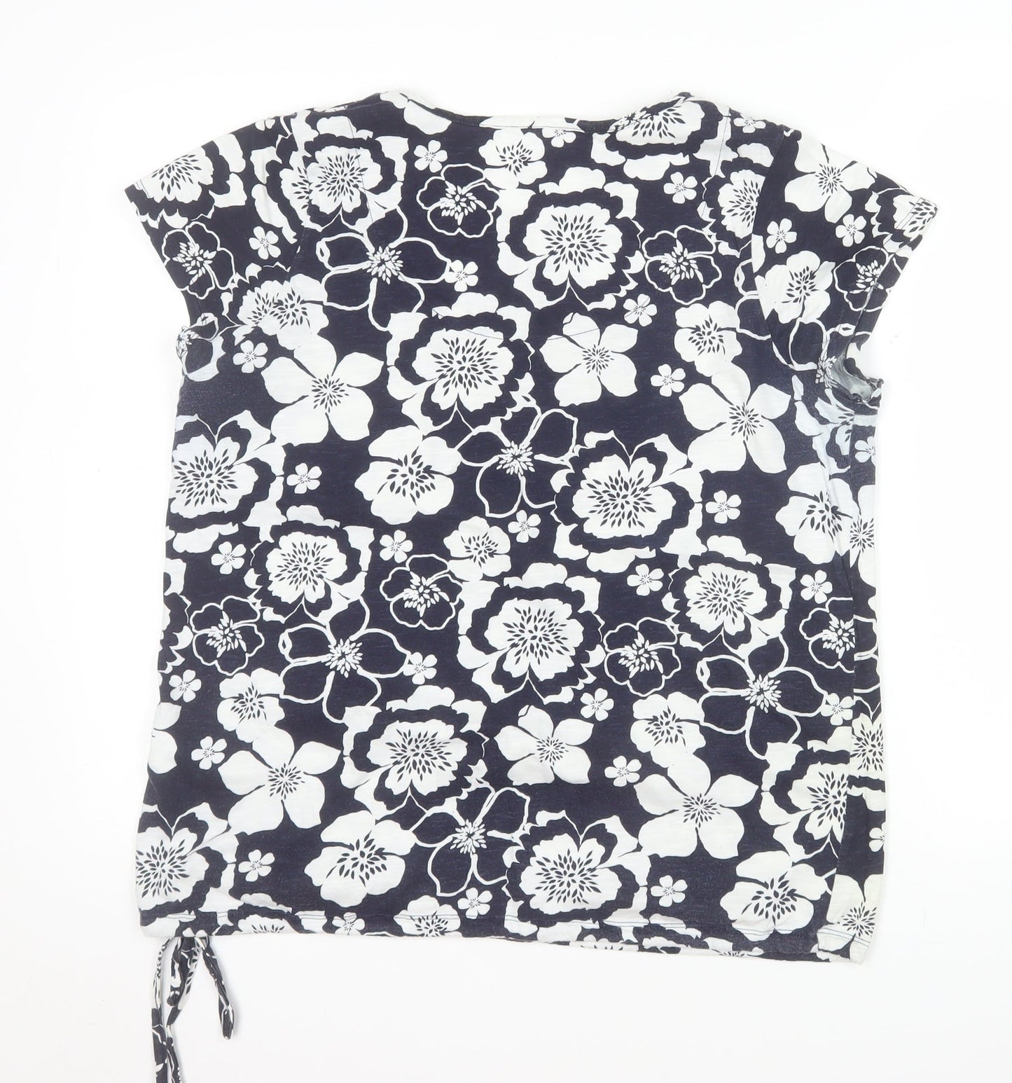 Next Womens Blue Floral Cotton Short Sleeve T-Shirt Size 14