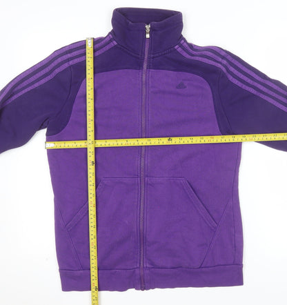 Adidas Women Purple Full Zip Hoodie Sweatshirt Size 12-14 Cotton Blend