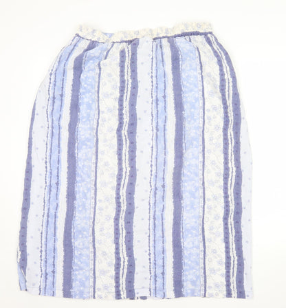 Dolina Australia Women’s Blue Striped A-Line Midi Cotton Skirt Size 12
