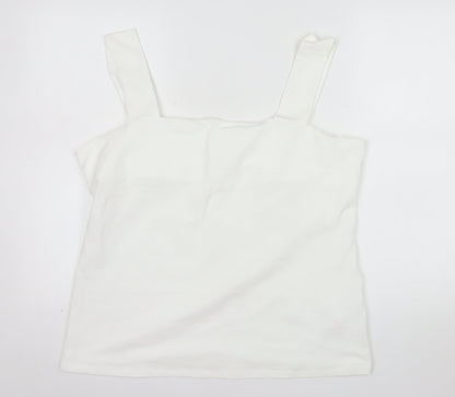 Dorothy Perkins Women's White Cotton Stretch Camisole Tank Top Size 20