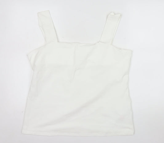 Dorothy Perkins Women's White Cotton Stretch Camisole Tank Top Size 20