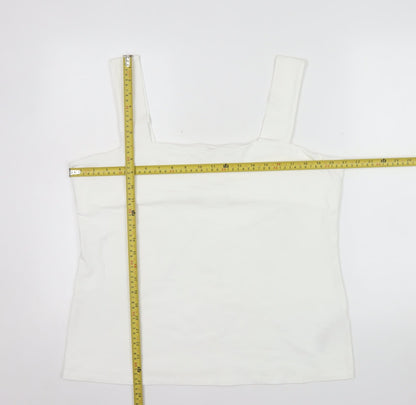 Dorothy Perkins Women's White Cotton Stretch Camisole Tank Top Size 20