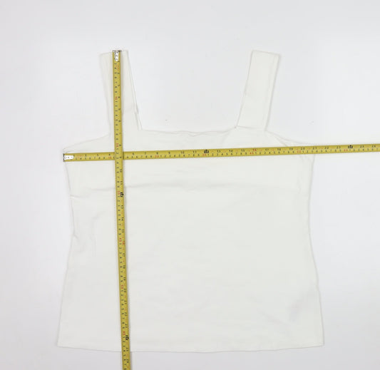 Dorothy Perkins Women's White Cotton Stretch Camisole Tank Top Size 20