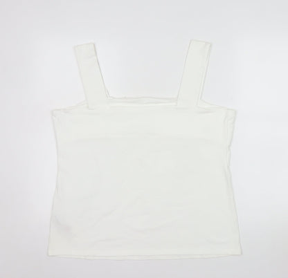 Dorothy Perkins Women's White Cotton Stretch Camisole Tank Top Size 20