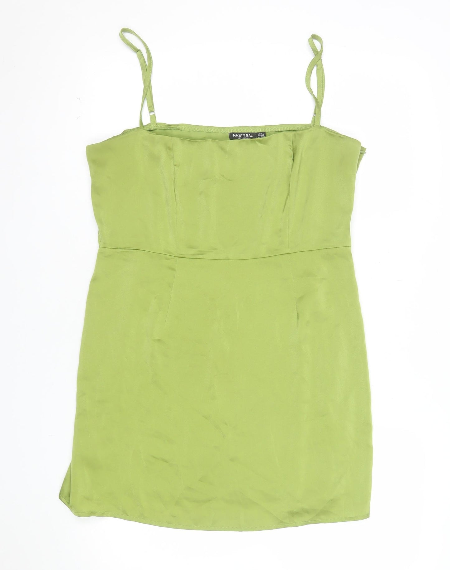 Nasty Gal Women's Green Size 14 Slip Dress Satin Look Sleeveless Party
