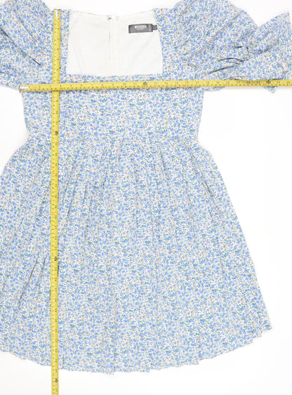 Missguided Maternity Blue Floral A-Line Puff Sleeve Dress UK 10
