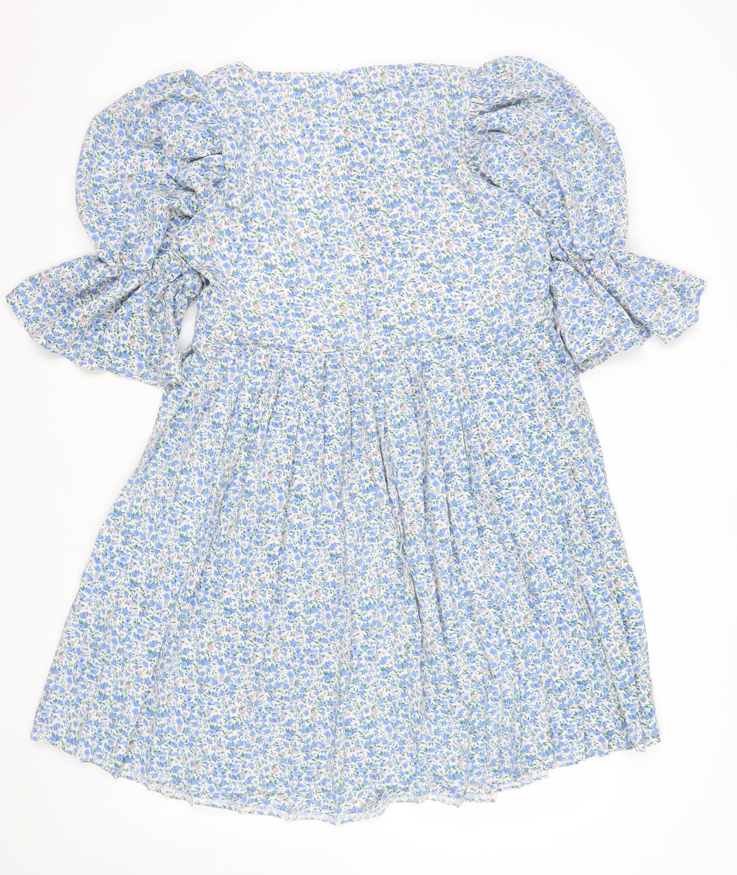 Missguided Maternity Blue Floral A-Line Puff Sleeve Dress UK 10