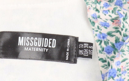 Missguided Maternity Blue Floral A-Line Puff Sleeve Dress UK 10