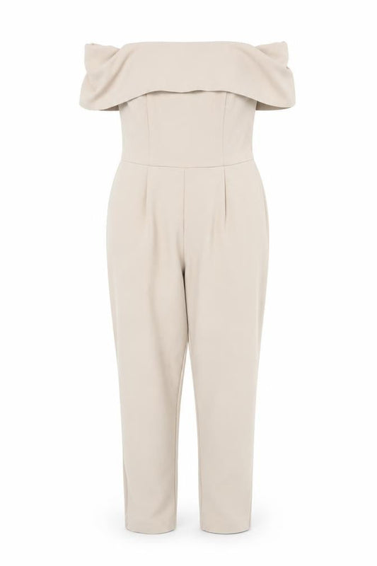 Miss Selfridge Women’s Beige Off Shoulder Slim Fit Jumpsuit Size 12