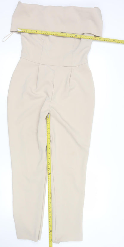 Miss Selfridge Women’s Beige Off Shoulder Slim Fit Jumpsuit Size 12
