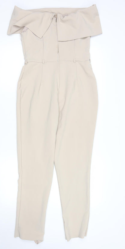 Miss Selfridge Women’s Beige Off Shoulder Slim Fit Jumpsuit Size 12