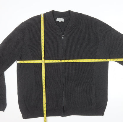 Marks and Spencer Men's Grey 2XL Full Zip Cotton Jumper