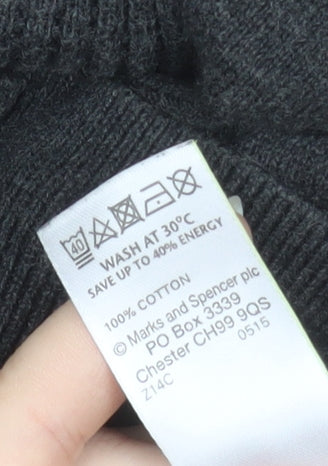 Marks and Spencer Men's Grey 2XL Full Zip Cotton Jumper