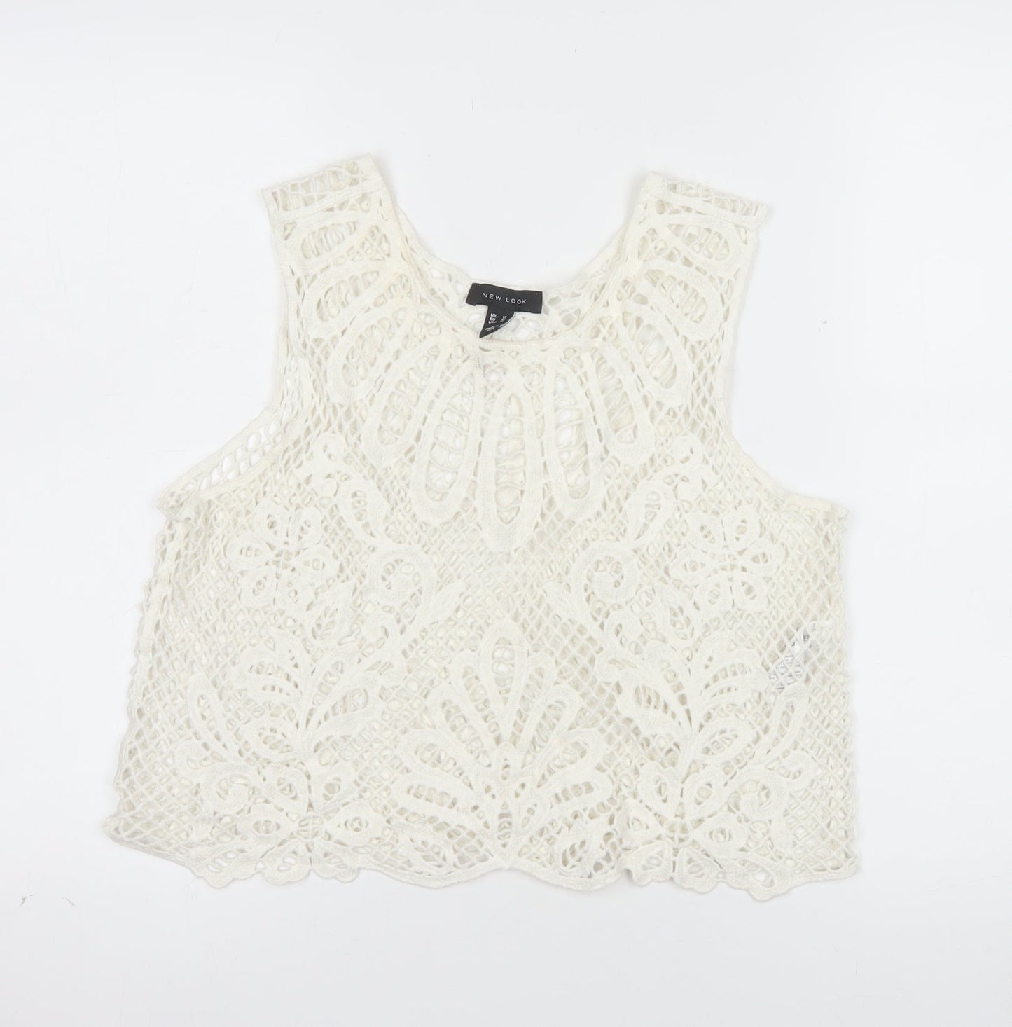 New Look Women Ivory Crochet Camisole Tank Top Size 14