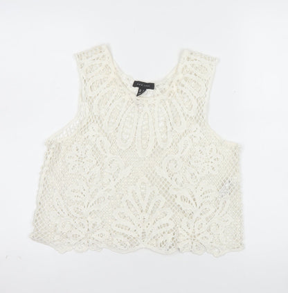 New Look Women Ivory Crochet Camisole Tank Top Size 14