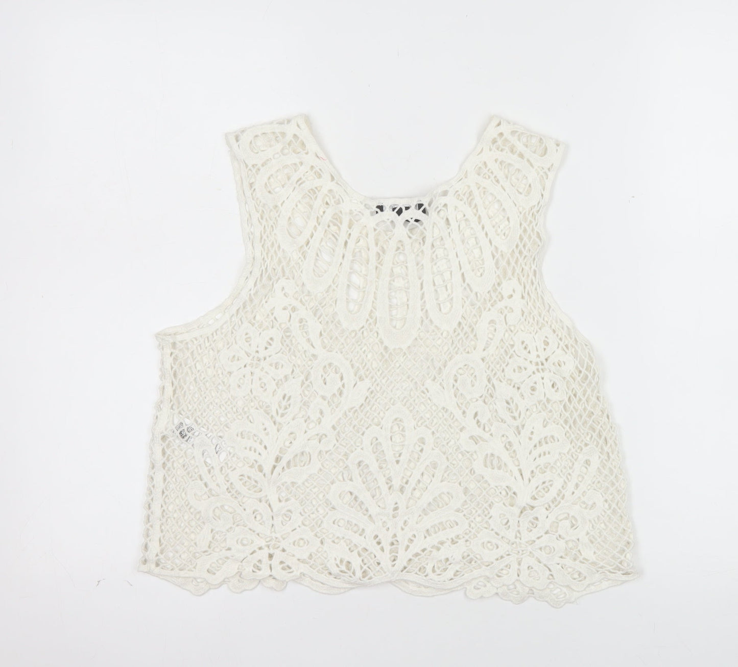 New Look Women Ivory Crochet Camisole Tank Top Size 14