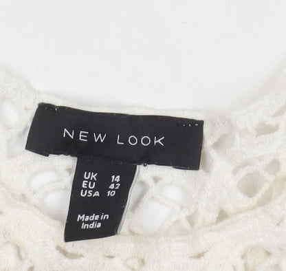 New Look Women Ivory Crochet Camisole Tank Top Size 14