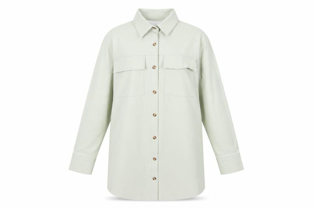 Missguided Women’s Mint Green Faux Leather Oversized Button-Up Shirt Jacket UK 12